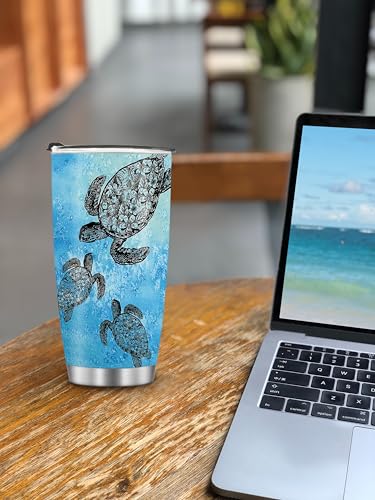 WIRESTER 20 OZ Stainless Steel Tumbler With Lid, Double Wall Vacuum Insulated Tumbler, Coffee Travel Mug Cup for Hot Cold Drinks - Ocean Sea Turtles - color: Ocean Sea Turtles