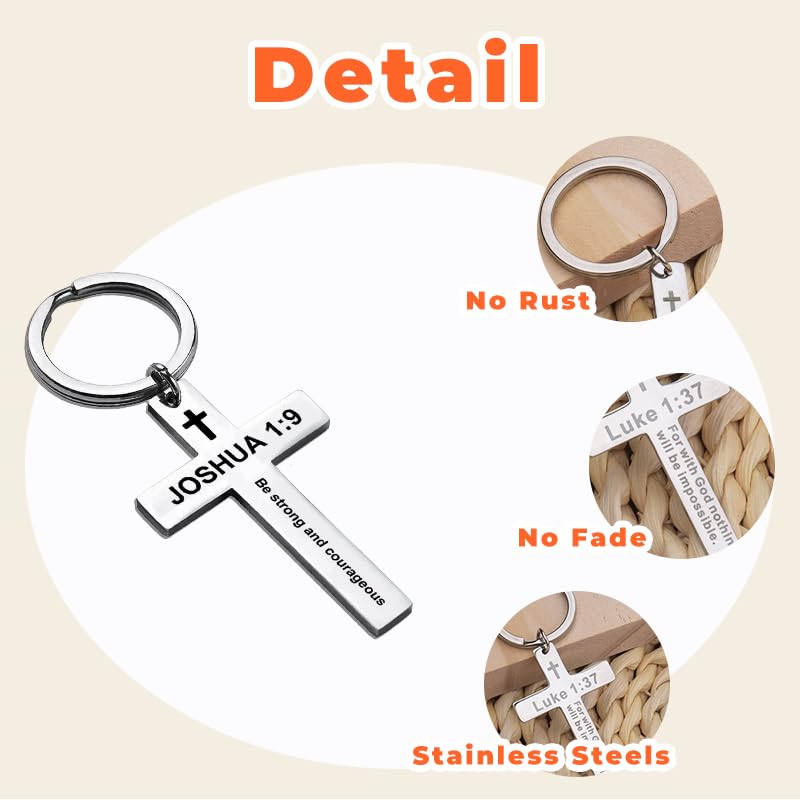 YALLNASL Christian Christmas Birthday Gifts for Daughter Son Inspirational Gifts for Women Men Christian Cross Keychains - color: Luke 1:37