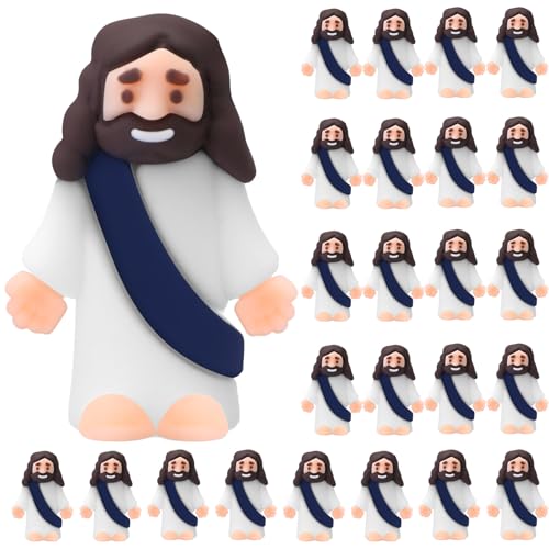Bememo 25Pcs Mini Jesus Figure for Religious Favor,Dark Blue - color: Dark Blue