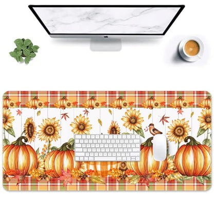 Britimes Large Mouse Pad, Mouse Pad, 31.5 x 15.7 Inch, Fall Pumpkin Orange - color: Orange Pumpkin Buffalo Plaid