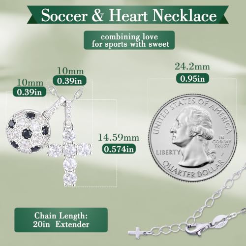 Moissanite Double Cross Necklace, Women Moissanite Diamond Cross Pendant - color: S925 Sliver Cross+Football