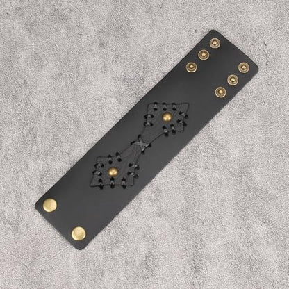 Jeilwiy Punk Rock Gothic Black Rivet Leather Spiked Necklace Collar Neckband Leather Choker Necklace for Women Mom Gifts Adjustable - color: 07 Leather Cuff Bracelet Black
