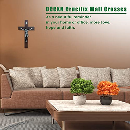 DCCXN Handmade Catholic Solid Wooden Wall Crosses,Crucifix Wall Crosses for Home Decor with Silver Jesus Christ-10 Inch (Pack of 3) - size: 10"L x 5.7"W (Pack of 3)