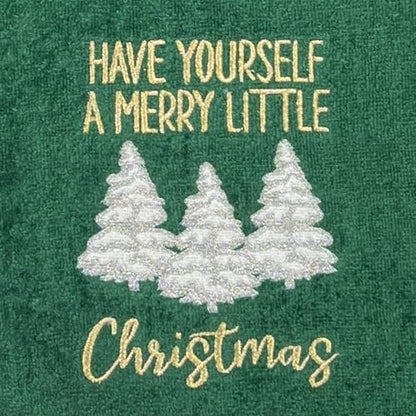 Christmas Green Guest Hand Bathroom Towels Merry Little XMas Trees, 16x26" - color: Little Christmas
