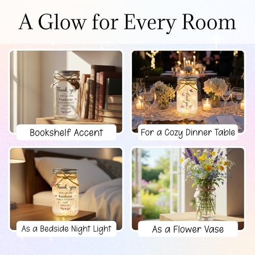 Solmay Retirement Gifts for Women, Mason Jar Night Light - color: Thank You