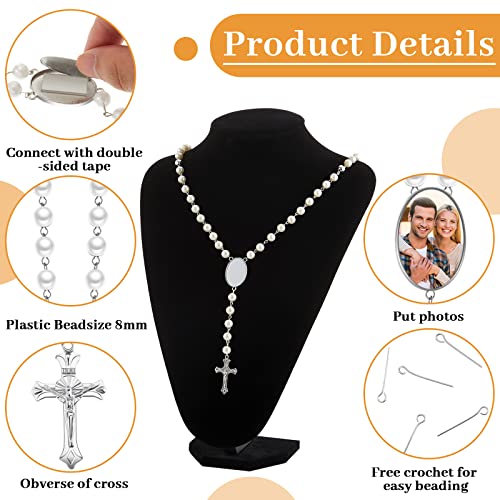 Taiyin 12 Set Sublimation Blanks Rosary Beads Necklace, Mixed Colors - color: Mixed Colors