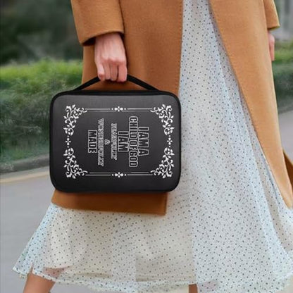 I AM A Child of GOD Black Bible Cover for Women Men,Canvas Bible Book Carrying Cases Church Bag with Handle - color: I Am a Child of God-black