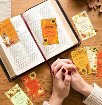 100Pcs Thanksgiving Bible Verse Cards, Assorted Fall Scripture Prayer Cards - style: Fall