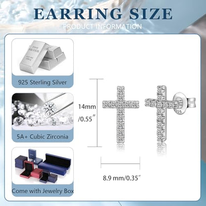 Han han 925 Sterling Silver Cross Earrings for Women and Men - style: D-CZ cross earrings
