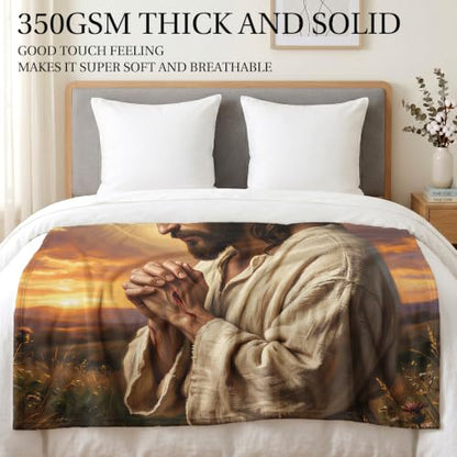 Jekeno Jesus Christ Gifts Blanket Religious Christian Throw Blanket - color: Jesus Praying, size: 60x80 Inch