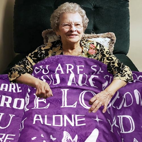 Healing Hug Blanket 60"x50", Encouragement Inspirational Thinking of You Gifts for Women, Chemotherapy Must Haves, Get Well Gifts for Women After Surgery, Purple - color: You Are-purple