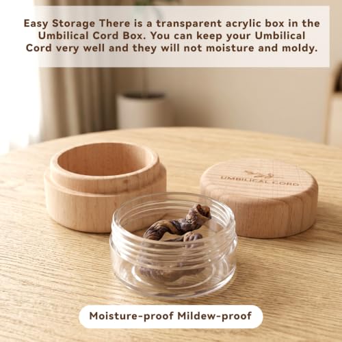 Wooden Umbilical Cord Keepsake Box with Transparent Acrylic Box, Minimalist Baby Keepsake Boxs Modern Tooth Fairy Boxs Fetal Hair Memorial Storage for Christening Gift Baby Shower Pregnancy (Leaves)