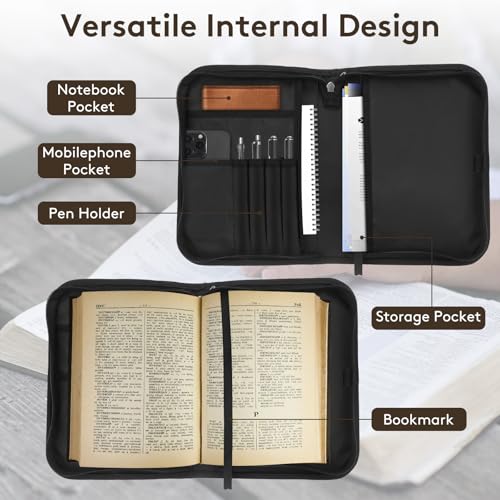 Bible Cover for Woman, Bible Carrying Book Case, Protective Bible Organizer Holder Bag with Handle and Zippered Pocket, Christian Gift for Lady Girls (Sunflower Floral, L) - color: Sunflower Floral, size: L