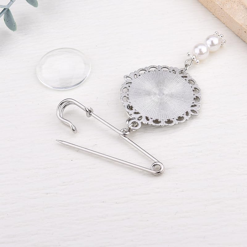Wedding Double Picture Frame Brooch for Bride Grooms Boutonniece Pin for Wedding Bouquet - color: Dad