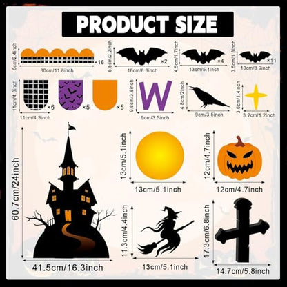 Halloween Bulletin Board Set 3D Halloween Bat Classroom Bulletin Board Pumpkin Castle Witches Paper Cutout Spooky Scary Decoration for Kid Holiday Home School Classroom Wall Chalkboard Decor - style: Halloween