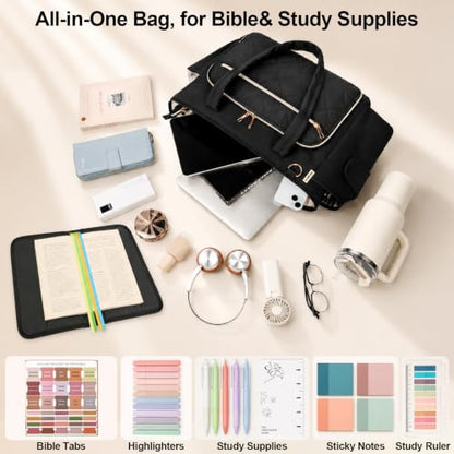 Large Bible Tote Bag for Women, Elegant Black