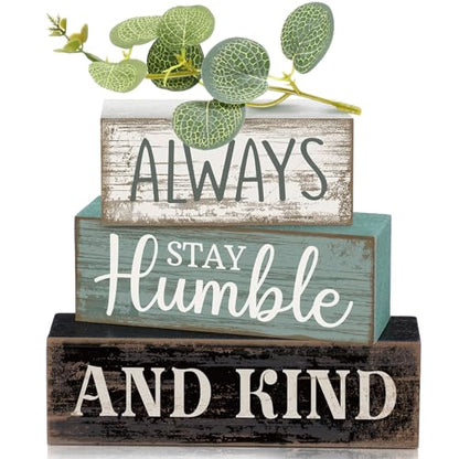 Lineshading 4 Pcs Inspirational Farmhouse Table Decor Wooden Shelves Signs - style: Beautiful