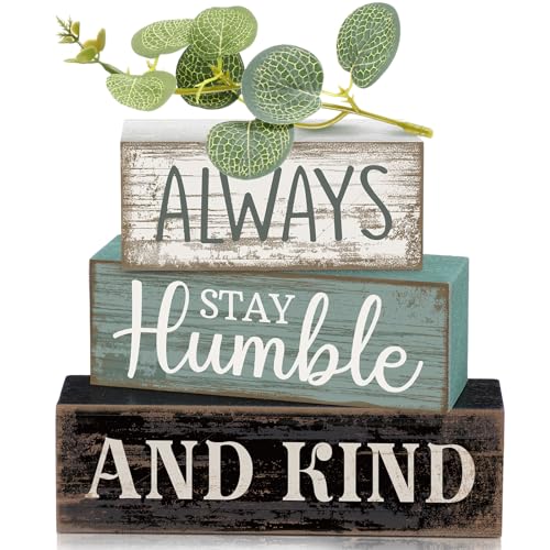 Lineshading 4 Pcs Inspirational Farmhouse Table Decor Wooden Shelves Signs - style: Beautiful