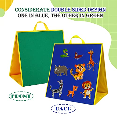 Topwon Felt Board, Folding Flannel Playboard Preschool Toddler Stories Boards, Animal Story Learning Double-Side Stand Flannel Board (Including Animal Felt) - style: Animal Felt board for classroom