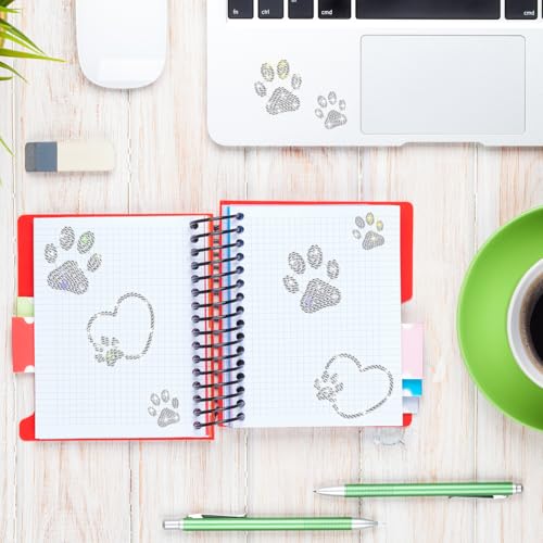 Epakh 84 Pcs Silver Paw Print Stickers Glitter Bling Rhinestone Sticker - color: Silver, size: Paw Print