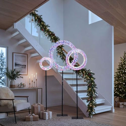 Yescom Pre-Lit Christmas Wreath Set 3pc 1700 LED Lighted Holiday Halo Decor - size: 24"+20"+16" Wreath ONLY(3Pack-in-1)