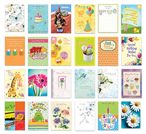 Designer Greetings All Occasion Greeting Card Assortment (24 Cards with Envelopes in a Keepsake, Floral Organizer Box) – Birthday, Thank You, New Baby, Anniversary, Sympathy, Get Well, Blank - color: Pink, size: Medium