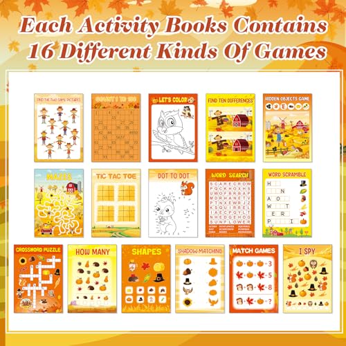 Kosiz 24 Pcs Fall Activity Books for Kids, Party Favors Goodie Bags Bulk - style: Fall