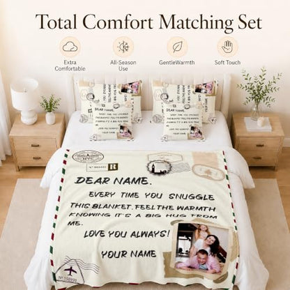 Gift for Mom Custom Image Blanket, Personalized Blankets Flannel Throws - color: Beige