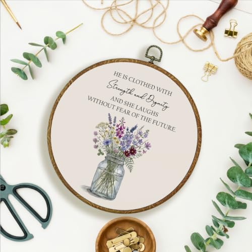 LERJZEFUH Inspirational Christian Round Wall Art Framed 10x10 Inch - color: Verse 04