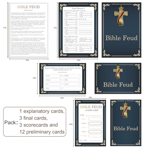 Christian Bible Feud Game - Church Game Night, Bible Trivia Games, Fun for Family - Bible Family Feud Questions, Games for Church Group, scyx02