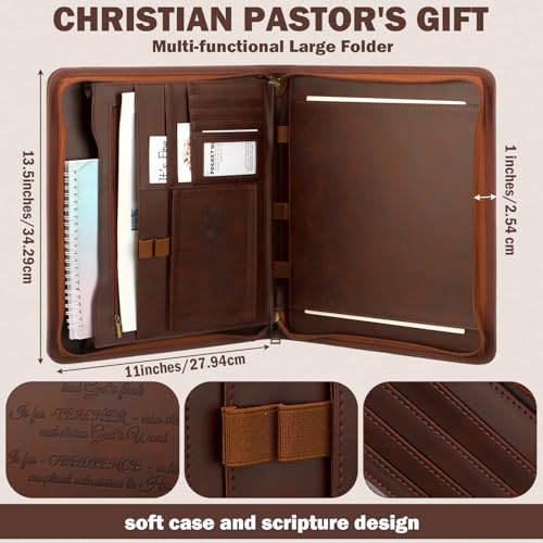 Fuyoooo 3 Pcs Pastor Gift Leather Bible Verse Portfolio Set with Pen - style: Pastor