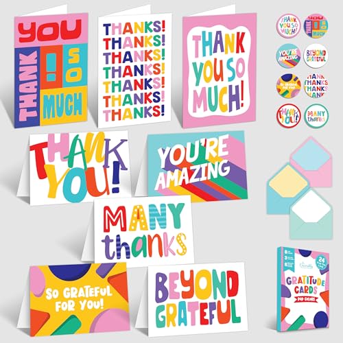 Decorably 24 Pack 6x4in Gratitude Thank You Cards for Teachers