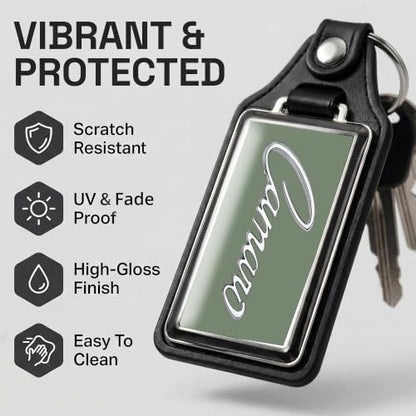 Brotherhood Car Key Chain for Camaro - Classic Models Keychain - color: Frost Green 69 Script