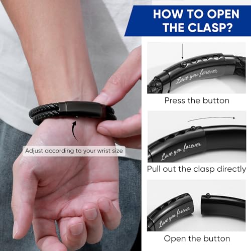 Initial Leather Bracelets for Men, Double-Row Braided Adjustable Wristband - color: Initial F
