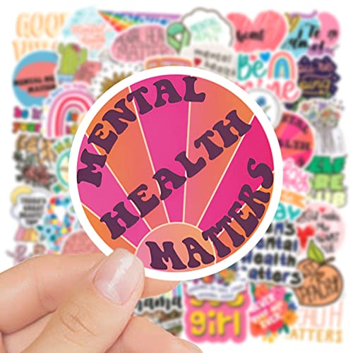 100pcs Mental Health Matters Sticker Pack.Waterproof Positive Quote Stickers for Water Bottles Laptop Notebook Phone Scrapbook,Vinyl Decals for Teens Adults Gifts - color: 100 - Mental Health