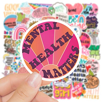 100pcs Mental Health Matters Sticker Pack.Waterproof Positive Quote Stickers for Water Bottles Laptop Notebook Phone Scrapbook,Vinyl Decals for Teens Adults Gifts - color: 100 - Mental Health