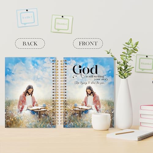 Jesus Christian Spiral Notebook, God Is Still Writing Your Story Bible Verse Journal, Jesus Gifts for Women Men, Church Notes Notebook, Religious Prayer Journal for Woman, 5.5x8.3 - color: YhSj 6