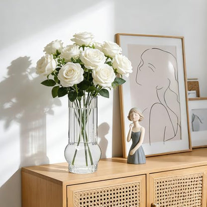 6.5Inch Drinking Glasses for Home Decor,12pcs Fluted Glass Vase Set - size: Ribbed Juice Vase-12PCS