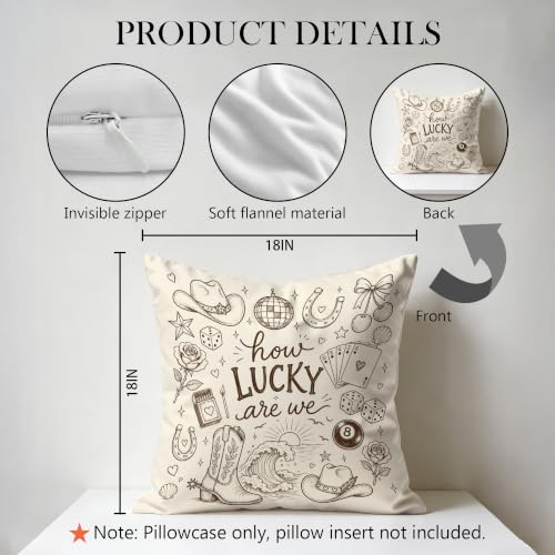 How Lucky are We Western Preppy Pillow Cover 18x18 Double-Sided - color: Color-16