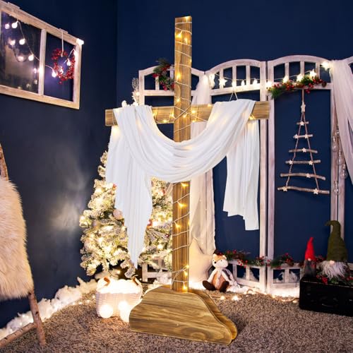 Lineshading Extra Large Christmas Wood Cross Standing Cross, 59 Inch - size: 36.2"L x 10.2"W