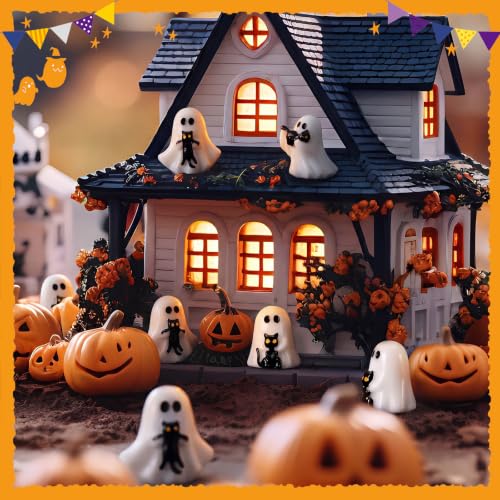 50 Pcs Mini Halloween Ghost Figurines Tiny Resin Ghosts with Black Cat - style: Ghost