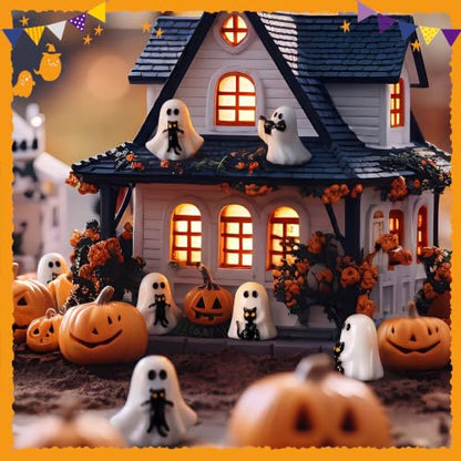 50 Pcs Mini Halloween Ghost Figurines Tiny Resin Ghosts with Black Cat - style: Ghost