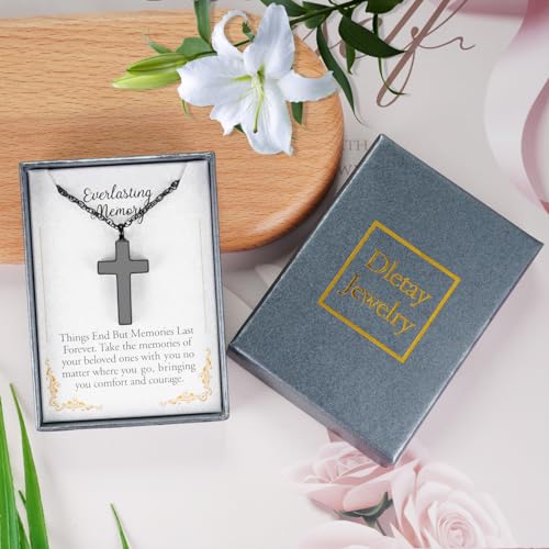 Cremation Cross Necklace for Ashes Stainless Steel Cross Urn Pendant Ashes Holder Memorial Jewelry-With Me Always - style: With Me Always-Black-Gift Box