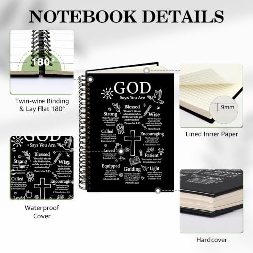 ERHACHAIJIA God Says You are Lined Spiral Notebook Gifts for Women Men - color: Black-white 2