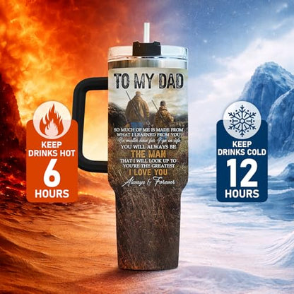 34HD Hunting Father Hunter Partner Life 40 oz Tumbler with Handle, Dad Gift - color: Hunting Father Day