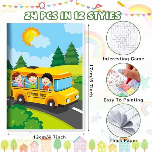 BenLouis 24 Kindergarten Coloring Books with 24 Crayons for Kids Bulk - style: Preschool
