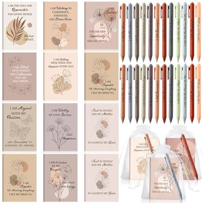 Mooliwe 24 Pcs Affirmation Notebooks Pens Bulk Gifts, Gratitude,Elegant - style: Elegant