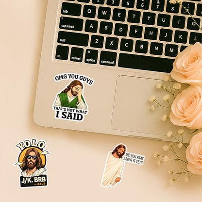 4 Pcs Christian Stickers Funny Jesus I Saw that Meme Quotes - color: I Saw That Stickers