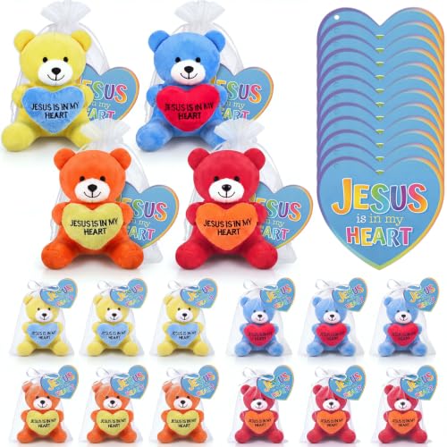 Silipull 12 Pcs Jesus is in My Heart Stuffed Bears Gifts Religious Plush - style: Jesus is in My Heart
