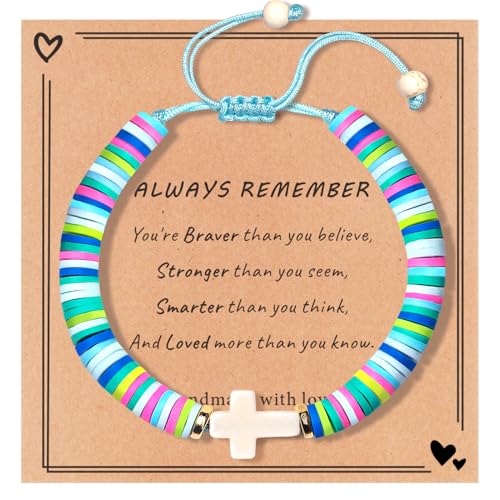 Cute Cross Bracelet Teen Girl Gifts Trendy Stuff Christian Gifts for Kids/Girls/Boys/Teens/Women Jewelry Colorful Jesus Bracelets Christmas Religious Communion Baptism Confirmation Gifts - color: 2-Always Remember B